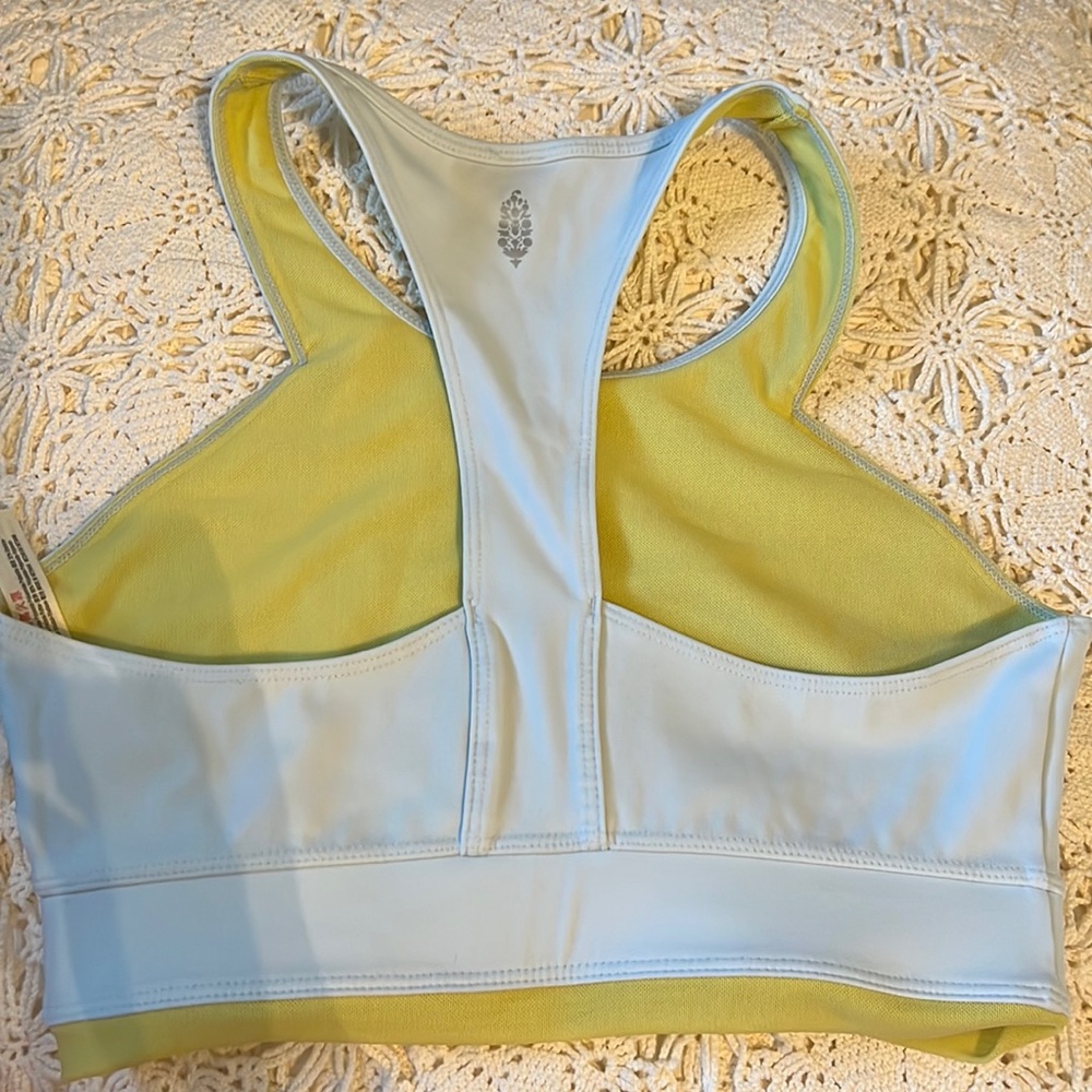 Free People White and Yellow Racerback Crop Top - Picture 2 of 5